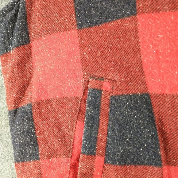 Branded Lion Men's Full Zip Vest Red Large Sleeveless Plaid Front Pocket Vintage - Picture 5 of 13